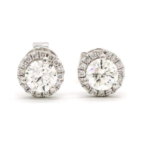 18 Karat Diamond Halo Studs