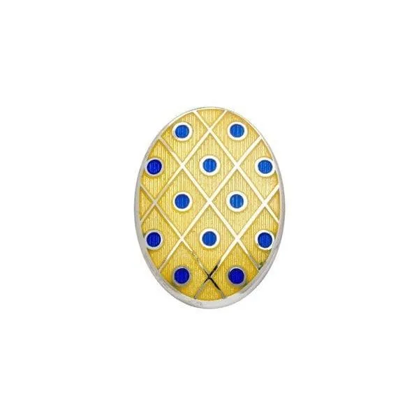 Silver Yellow Patterned Cufflinks with Blue Spots