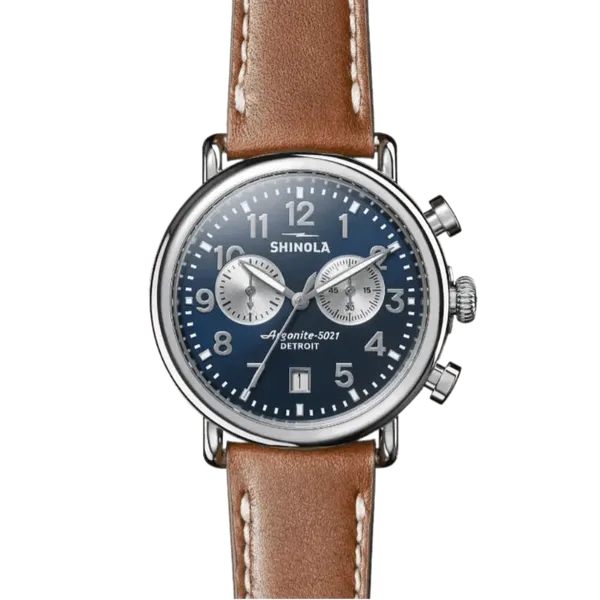 The Shinola Runwell Chrono 41mm, Blue Dial, Silver Sub Dials