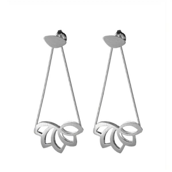 Silver Lotus Dangle Earrings