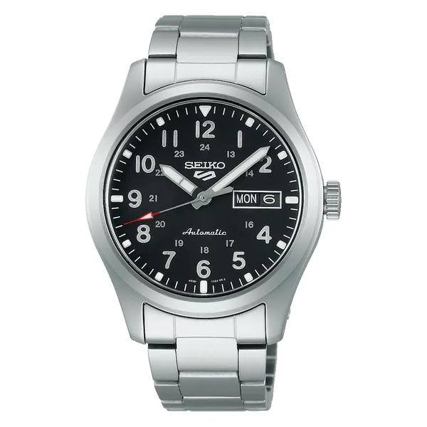 Seiko 5 Black Dial Stainless Steel Bracelet