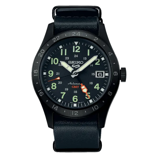 Seiko 5 Field GMT, Black PVD, Black Dial