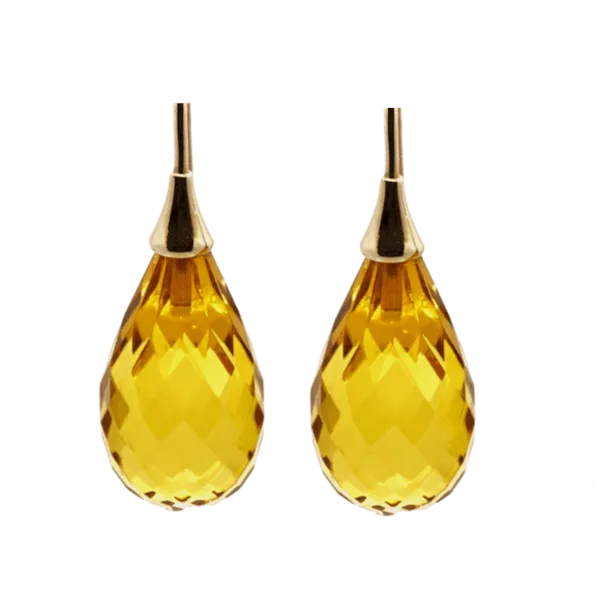 14 Karat Gold Facetted Amber Drops