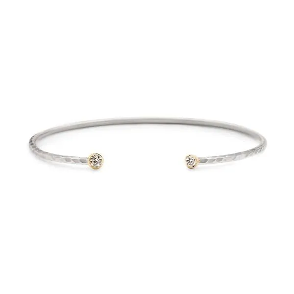 Silver Double Diamond Open Cuff Bracelet Hammered