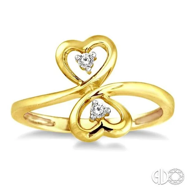 1/20 Ctw Round Cut Dual Heart Diamond Ring in 14K Yellow Gold Image 2 Becker's Jewelers Burlington, IA