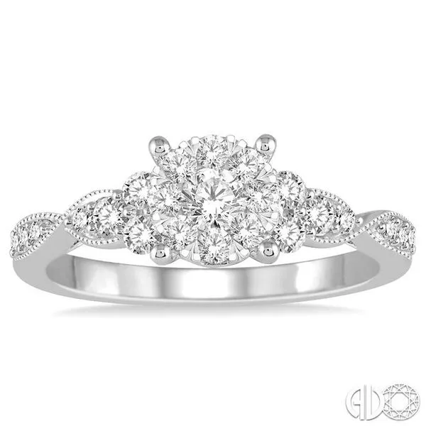 1/2 Ctw Round Cut Diamond Lovebright Engagement Ring in 14K White Gold Image 2 Becker's Jewelers Burlington, IA