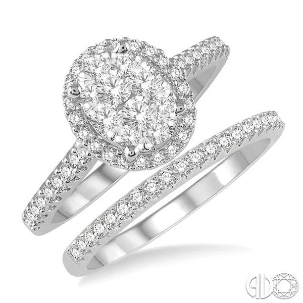 3/4 Ctw Lovebright Diamond Wedding Set in 14K With 1/2 Ctw Oval Shape Engagement Ring in White and Yellow Gold and 1/5 Ctw Weddi Becker's Jewelers Burlington, IA