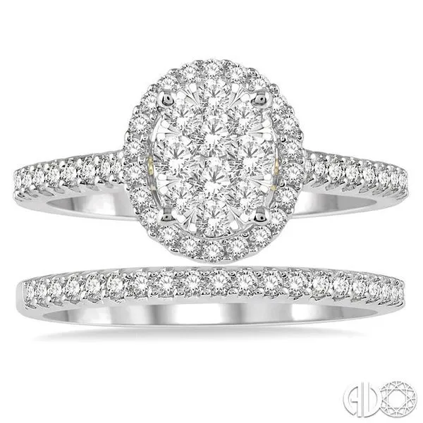 3/4 Ctw Lovebright Diamond Wedding Set in 14K With 1/2 Ctw Oval Shape Engagement Ring in White and Yellow Gold and 1/5 Ctw Weddi Image 2 Becker's Jewelers Burlington, IA