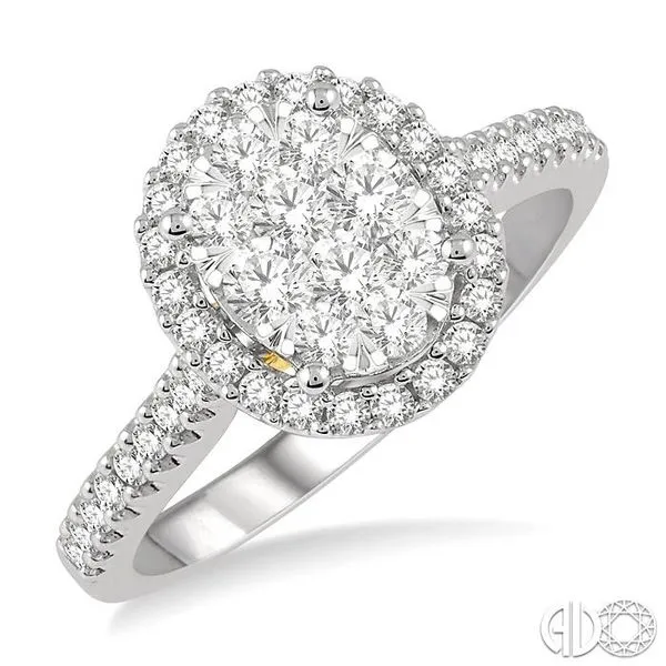 3/4 Ctw Round Diamond Lovebright Oval Shape Halo Engagement Ring in 14K White and Yellow Gold Becker's Jewelers Burlington, IA
