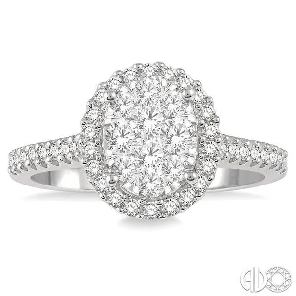 3/4 Ctw Round Diamond Lovebright Oval Shape Halo Engagement Ring in 14K White and Yellow Gold Image 2 Becker's Jewelers Burlington, IA