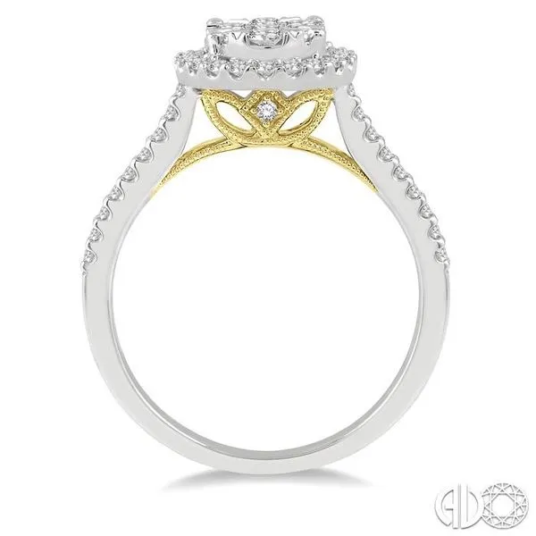 3/4 Ctw Round Diamond Lovebright Oval Shape Halo Engagement Ring in 14K White and Yellow Gold Image 3 Becker's Jewelers Burlington, IA