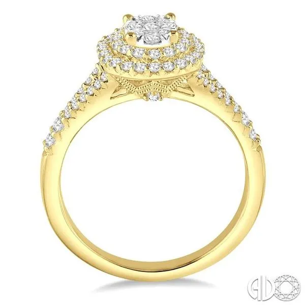 3/4 Ctw Oval Shape Diamond Lovebright Diamond Ring in 14K Yellow and White Gold Image 3 Becker's Jewelers Burlington, IA