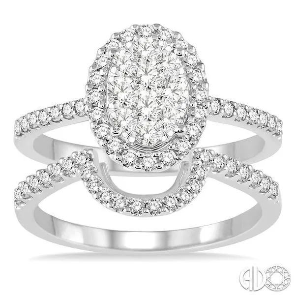 1 Ctw Oval Shape Diamond Lovebright Wedding Set with 3/4 Ctw Engagement Ring and 1/4 Ctw Wedding Band in 14K White Gold Image 2 Becker's Jewelers Burlington, IA