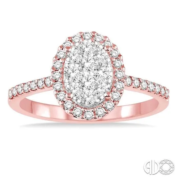 3/4 Ctw Oval Shape Diamond Lovebright Ring in 14K Rose and White Gold Image 2 Becker's Jewelers Burlington, IA