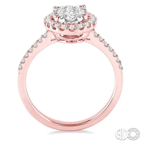 3/4 Ctw Oval Shape Diamond Lovebright Ring in 14K Rose and White Gold Image 3 Becker's Jewelers Burlington, IA