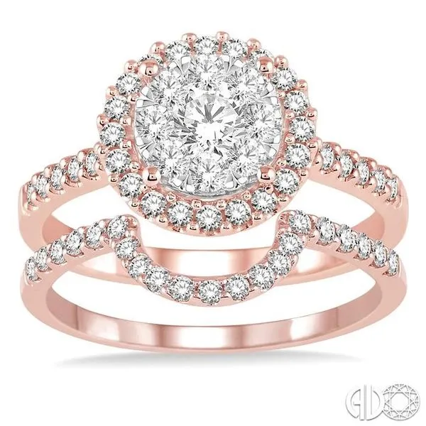 1 Ctw Round Shape Diamond Lovebright Wedding Set with 3/4 Ctw Engagement Ring and 1/4 Ctw Wedding Band in 14K Rose and White Gol Image 2 Becker's Jewelers Burlington, IA