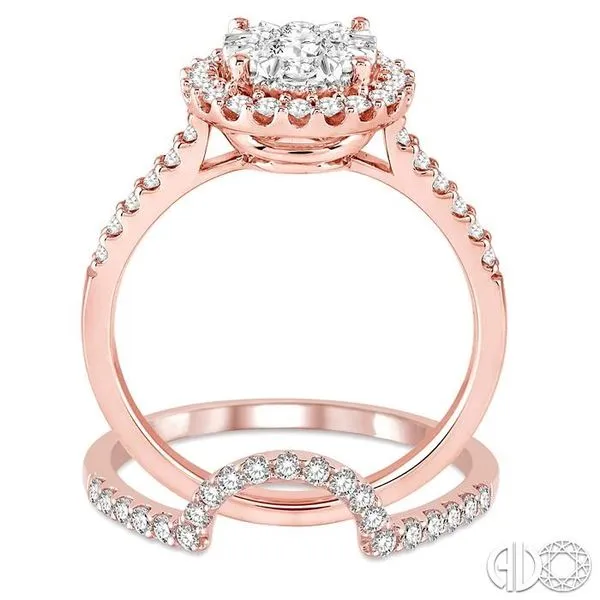 1 Ctw Round Shape Diamond Lovebright Wedding Set with 3/4 Ctw Engagement Ring and 1/4 Ctw Wedding Band in 14K Rose and White Gol Image 3 Becker's Jewelers Burlington, IA