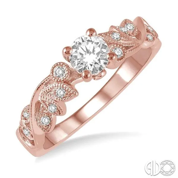1/2 Ctw Diamond Engagement Ring with 1/3 Ct Round Cut Center Stone in 14K Rose Gold Becker's Jewelers Burlington, IA