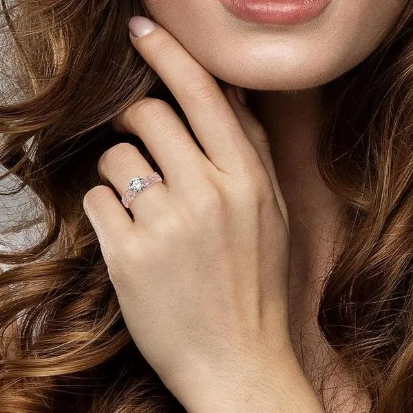 1/2 Ctw Diamond Engagement Ring with 1/3 Ct Round Cut Center Stone in 14K Rose Gold Image 4 Becker's Jewelers Burlington, IA