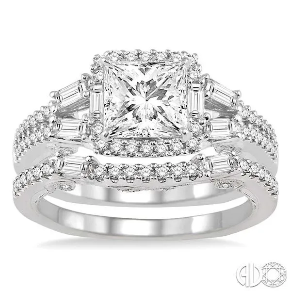 1 3/8 Ctw Diamond Wedding Set with 1 1/6 Ctw Princess Cut Engagement Ring and 1/4 Ctw Wedding Band in 14K White Gold Image 2 Becker's Jewelers Burlington, IA