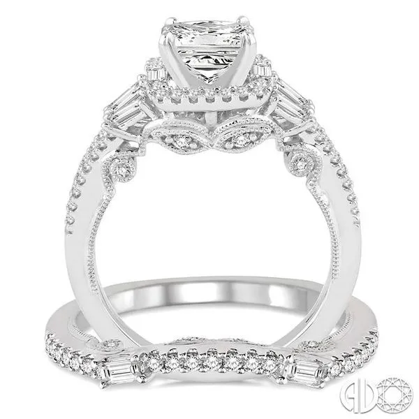 1 3/8 Ctw Diamond Wedding Set with 1 1/6 Ctw Princess Cut Engagement Ring and 1/4 Ctw Wedding Band in 14K White Gold Image 3 Becker's Jewelers Burlington, IA