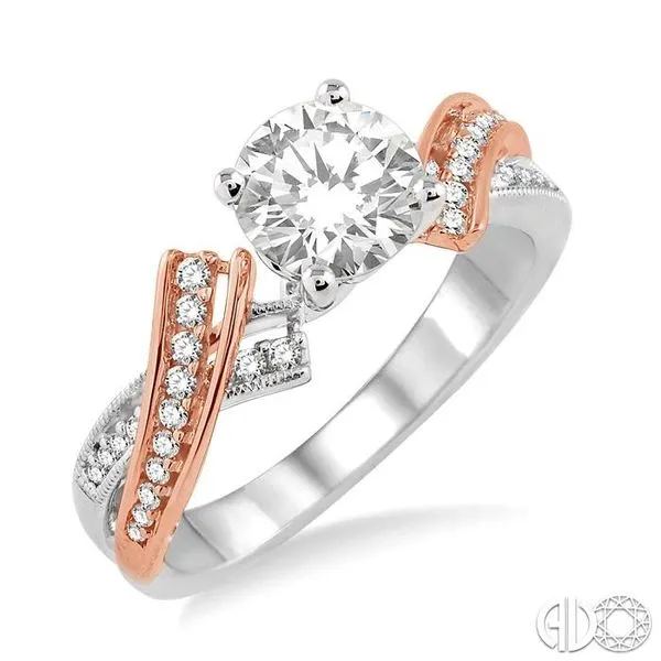 3/4 Ctw Diamond Engagement Ring with 1/2 Ct Round Cut Center Stone in 14K White and Rose Gold Becker's Jewelers Burlington, IA