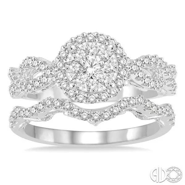 1 Ctw Round Cut Diamond Lovebright Bridal Set with 3/4 Ctw Engagement Ring and 1/5 Ctw Wedding Band in 14K White Gold Image 2 Becker's Jewelers Burlington, IA