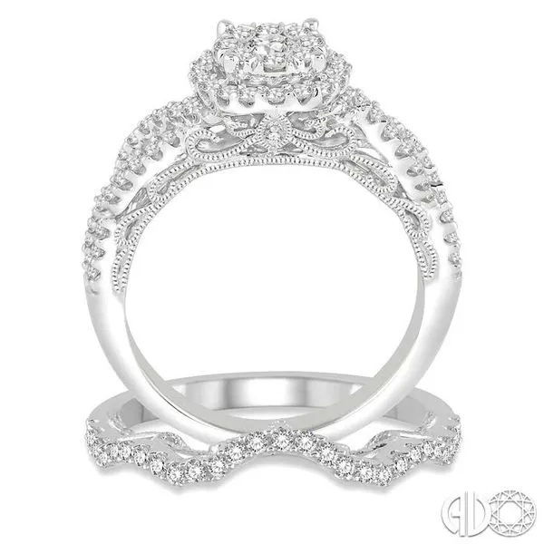 1 Ctw Round Cut Diamond Lovebright Bridal Set with 3/4 Ctw Engagement Ring and 1/5 Ctw Wedding Band in 14K White Gold Image 3 Becker's Jewelers Burlington, IA