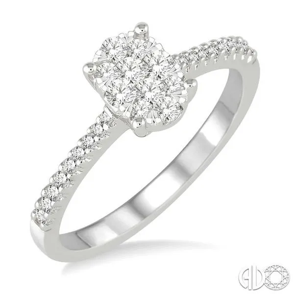 3/8 Ctw Oval Shape Diamond Lovebright Ring in 14K White Gold Becker's Jewelers Burlington, IA