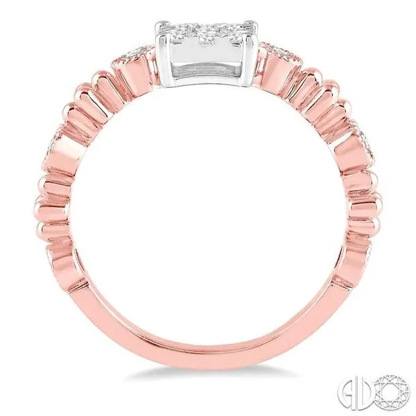 3/8 ct Princess Cut Shape Accentuated Shank Lovebright Diamond Cluster Ring in 14K Rose and White Gold Image 3 Becker's Jewelers Burlington, IA