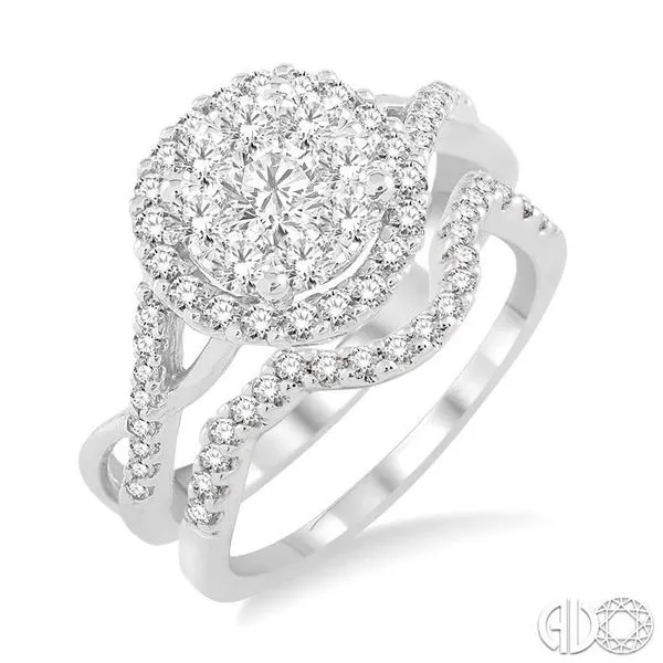 1 Ctw Diamond Wedding Set with 7/8 Ctw Lovebright Diamond Engagement Ring and 1/6 Ctw Wedding Band in 14K White Gold Becker's Jewelers Burlington, IA