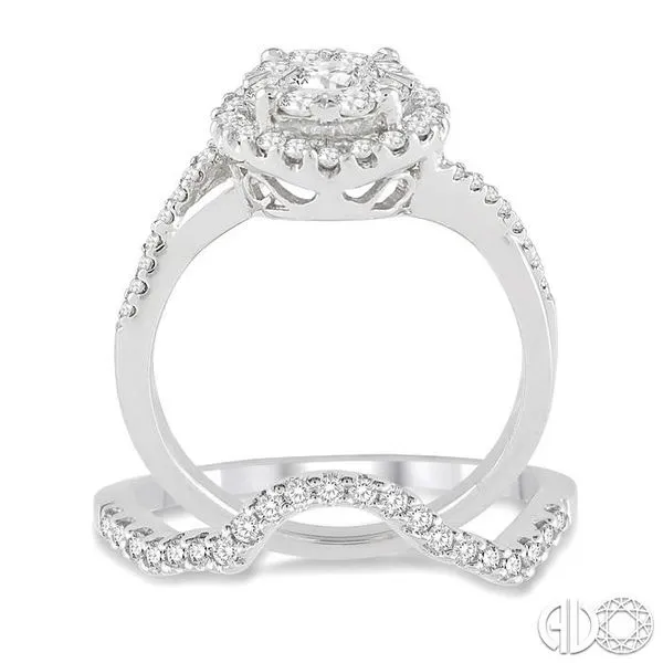 1 Ctw Diamond Wedding Set with 7/8 Ctw Lovebright Diamond Engagement Ring and 1/6 Ctw Wedding Band in 14K White Gold Image 3 Becker's Jewelers Burlington, IA