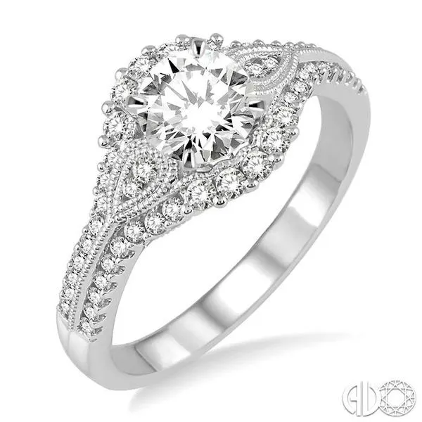 1 1/6 Ctw Diamond Engagement Ring with 3/4 Ct Round Cut Center Stone in 14K White Gold Becker's Jewelers Burlington, IA