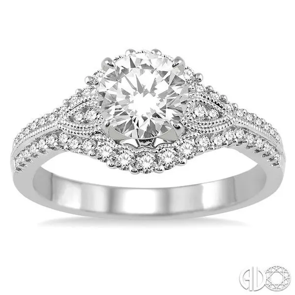1 1/6 Ctw Diamond Engagement Ring with 3/4 Ct Round Cut Center Stone in 14K White Gold Image 2 Becker's Jewelers Burlington, IA