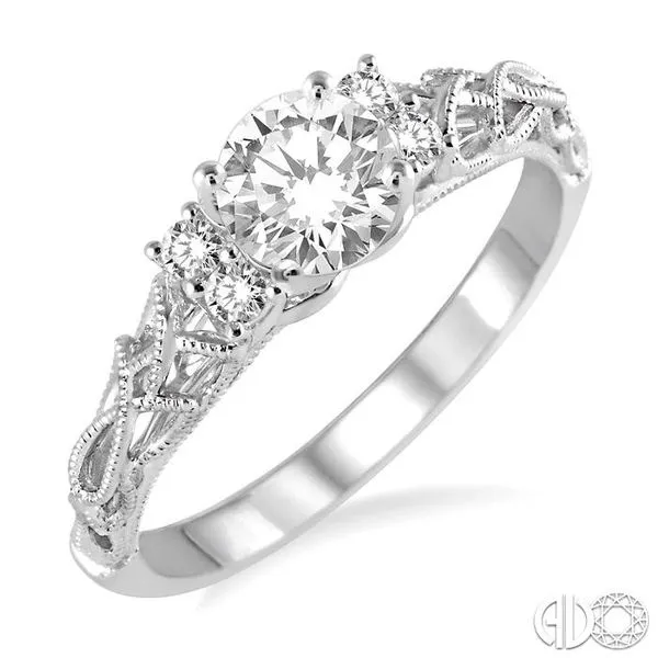 1/3 Ctw Diamond Engagement Ring with 1/4 Ct Round Cut Center Stone in 14K White Gold Becker's Jewelers Burlington, IA