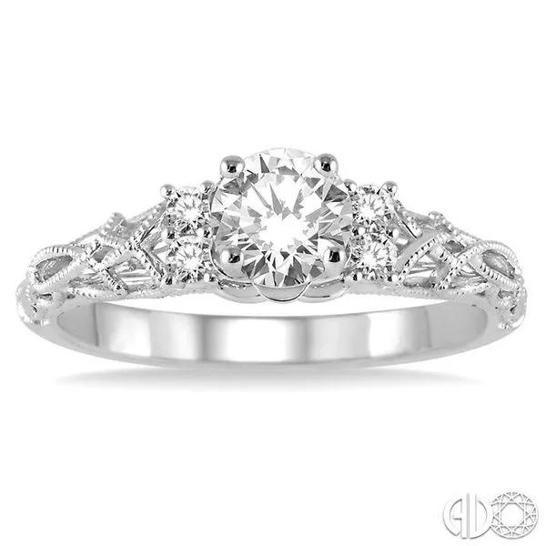 1/3 Ctw Diamond Engagement Ring with 1/4 Ct Round Cut Center Stone in 14K White Gold Image 2 Becker's Jewelers Burlington, IA