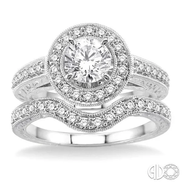 1 1/4 Ctw Diamond Wedding Set with 1 Ctw Round Cut Engagement Ring and 1/4 Ctw Wedding Band in 14K White Gold Image 2 Becker's Jewelers Burlington, IA