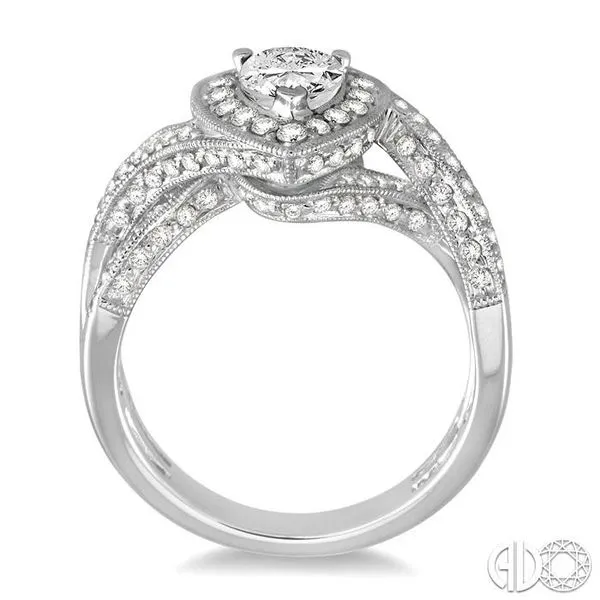 3/4 ctw Pear Shape Twisted Split Shank Semi-Mount Round Cut Diamond Engagement Ring in 14K White Gold Image 3 Becker's Jewelers Burlington, IA