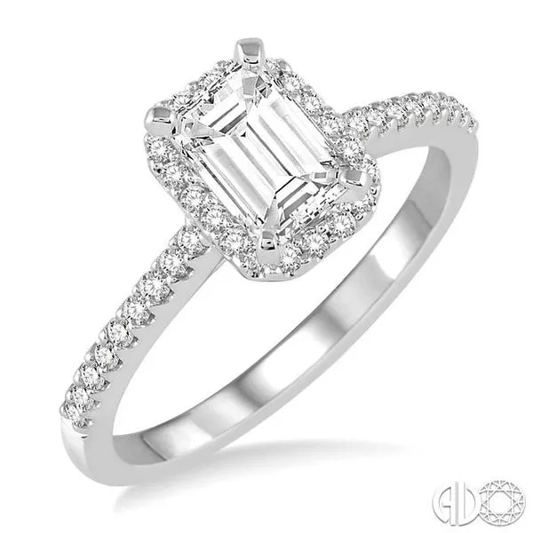 5/8 Ctw Diamond Engagement Ring with 1/3 Ct Octagon Shaped Center stone in 14K White Gold Becker's Jewelers Burlington, IA