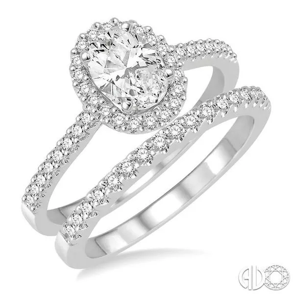 3/4 Ctw Diamond Bridal Set with 5/8 Ctw Oval Cut Engagement Ring and 1/6 Ctw Wedding Band in 14K White Gold Becker's Jewelers Burlington, IA