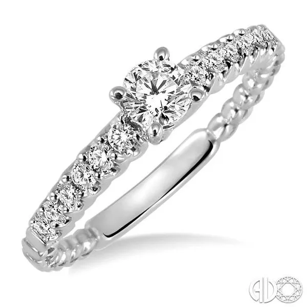 1/2 Ctw Diamond Engagement Ring with 1/4 Ct Round Cut Center Stone in 14K White Gold Becker's Jewelers Burlington, IA