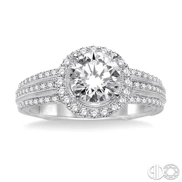 1 1/5 Ctw Diamond Engagement Ring with 3/4 Ct Round Cut Center Stone in 14K White Gold Image 2 Becker's Jewelers Burlington, IA