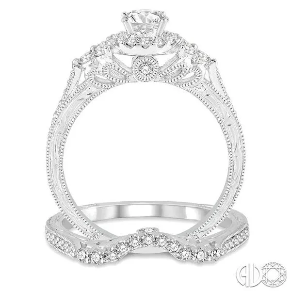 7/8 Ctw Diamond Wedding Set with 3/4 Ctw Round Cut Engagement Ring and 1/5 Ctw Wedding Band in 14K White Gold Image 3 Becker's Jewelers Burlington, IA