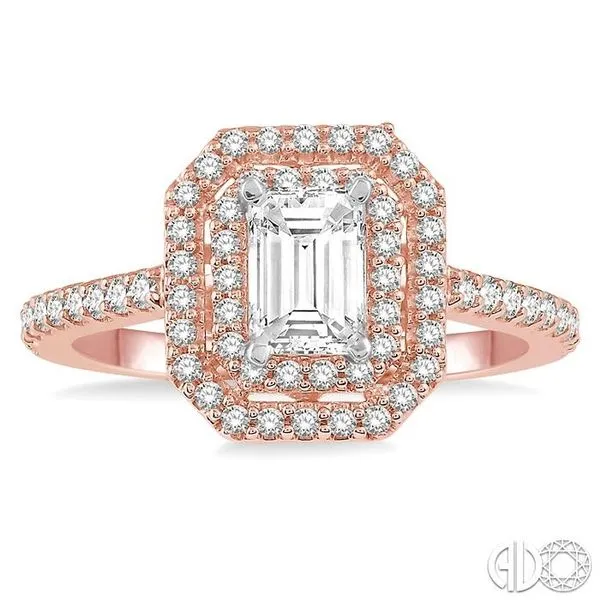 1/2 ct Octagonal Shape & Round Cut Diamond Ladies Engagement Ring in 14K Rose and White Gold Image 2 Becker's Jewelers Burlington, IA