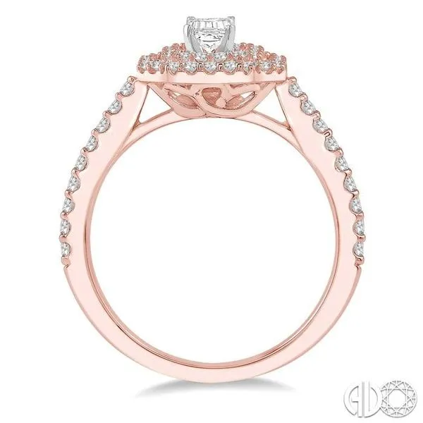 1/2 ct Octagonal Shape & Round Cut Diamond Ladies Engagement Ring in 14K Rose and White Gold Image 3 Becker's Jewelers Burlington, IA