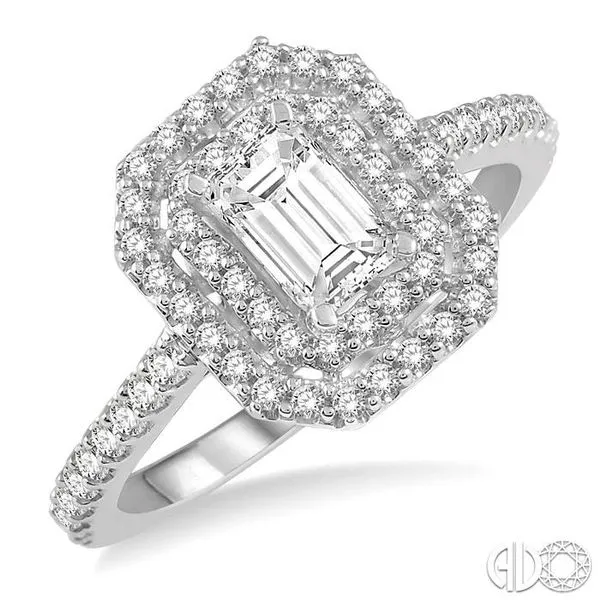 1/2 ct Octagonal Shape & Round Cut Diamond Ladies Engagement Ring in 14K White Gold Becker's Jewelers Burlington, IA