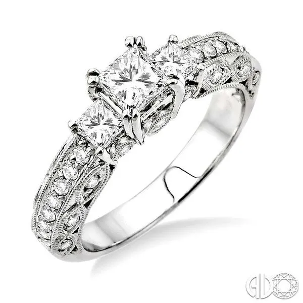 1 1/4 Ctw Diamond Engagement Ring with 1/2 Ct Princess Cut Center Stone in 14K White Gold Becker's Jewelers Burlington, IA