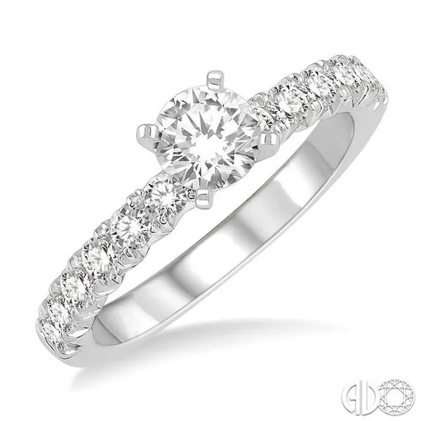 1 Ctw Diamond Ladies Engagement Ring with 1/2 Ct Round Cut Center Stone in 14K White Gold Becker's Jewelers Burlington, IA