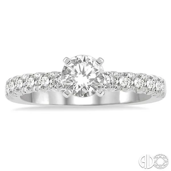 1 Ctw Diamond Ladies Engagement Ring with 1/2 Ct Round Cut Center Stone in 14K White Gold Image 2 Becker's Jewelers Burlington, IA