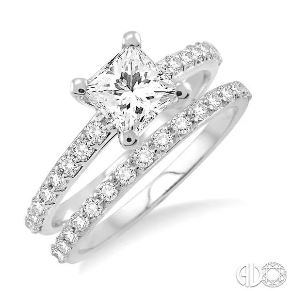 1 1/4 Ctw Diamond Wedding Set with 1 Ctw Princess Cut Engagement Ring and 1/3 Ctw Wedding Band in 14K White Gold Becker's Jewelers Burlington, IA